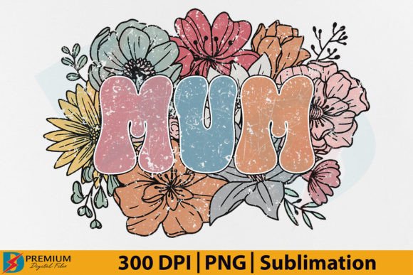 Download Retro Mum PNG, Mom Floral Flower Design - Flower design Collection