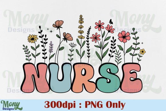 Download Retro Nurse PNG, Floral Flower Design - Flower design Collection